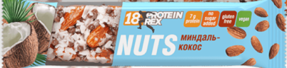 Батончик ореховый Миндаль-кокос протеиновый 18%, ProteinRex, 40 г