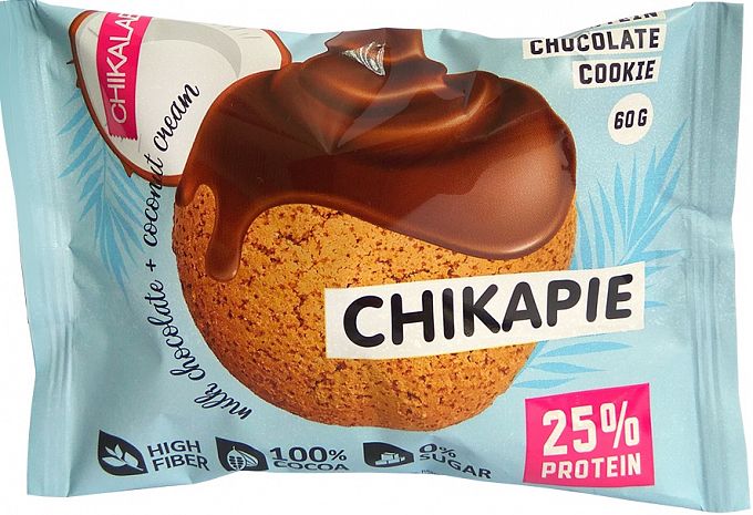 Печенье протеиновое глазированное с начинкой Кокос, ChikaLab, 60 г