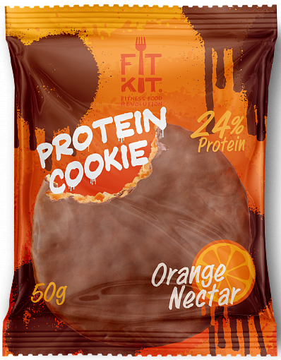 Печенье Апельсиновый нектар протеиновое глазированное, FitKit, 50 г