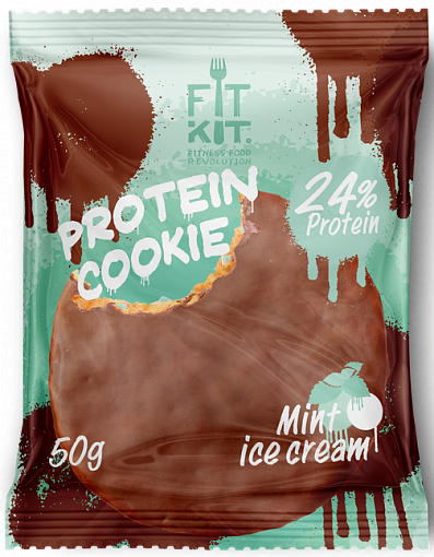 Печенье Мятное мороженое  протеиновое глазированное, FitKit, 50 г