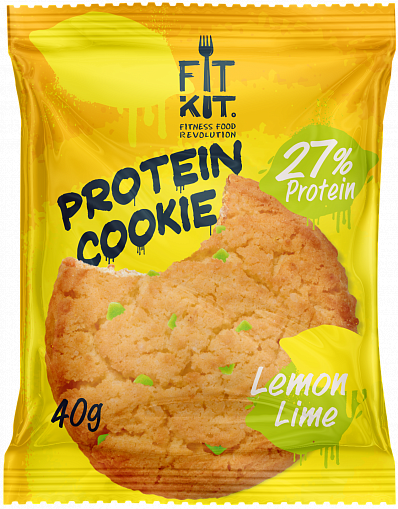 Протеиновое печенье Лимон-Лайм, FitKit, 40 г