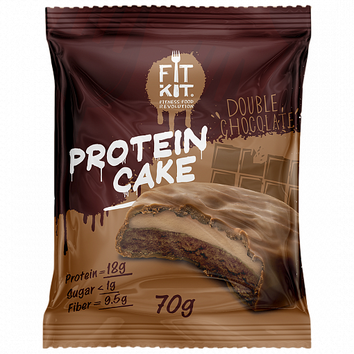Протеиновое пирожное Двойной шоколад, FitKit, 70 г