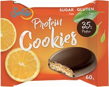 Печенье протеиновое "Protein cookies" апельсиновое, глазированное молочным шоколадом без сахара , Solvie, 60 г