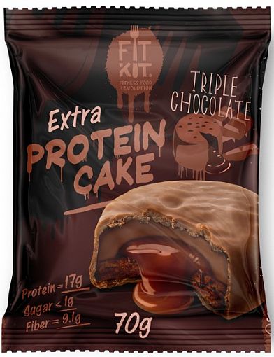 Протеиновое пирожное EXTRA Тройной шоколад, FitKit, 70 г