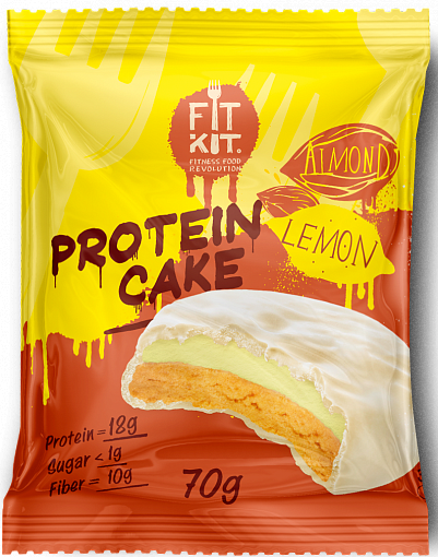 Протеиновое пирожное Миндаль Лимон, FitKit, 70 г